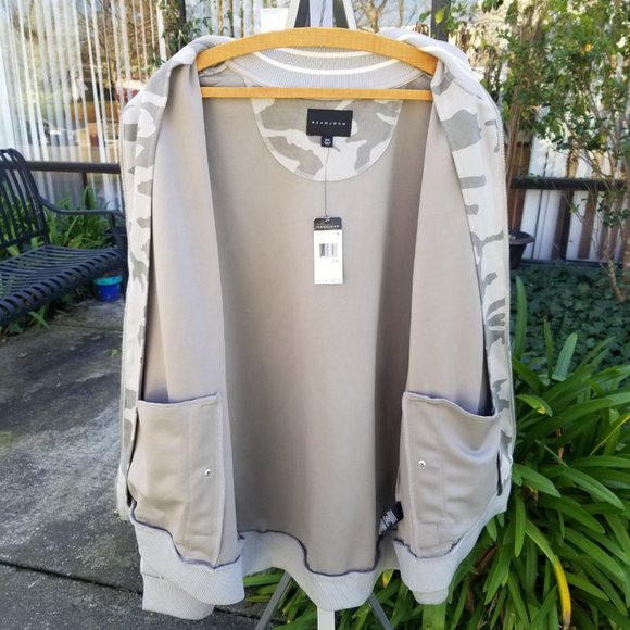 NWT Sean John Faux Suede Gray Camo Men's 3X Logo Taping Track Jacket - Picture 4 of 15